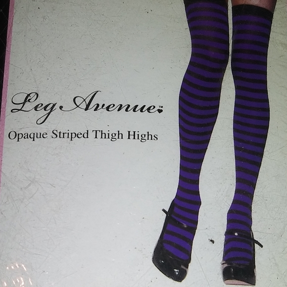 Leg Avenue Opaque striped thigh high tights nwt - Picture 2 of 5